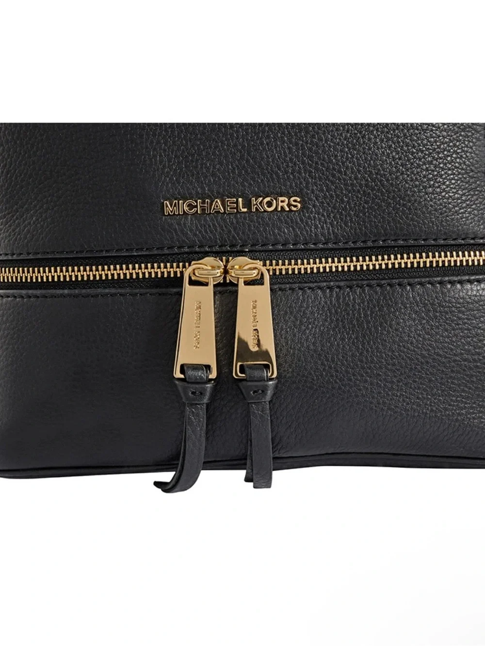Michael Kors Black Leather Backpack with Gold Hardware Accents